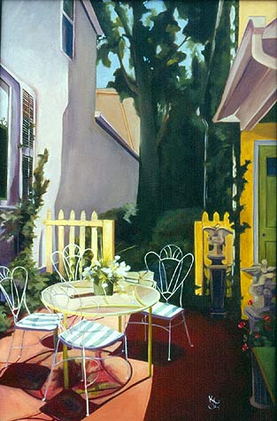 Painting of patio setting in South Hampton