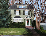 Representational oil painting of Glen Ridge NJ home