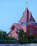 Realistic oil painting Church on the Dunes Southampton NY 