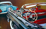 painting of vintage cars