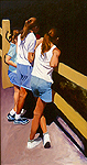 Painting of 3 girls at the zoo