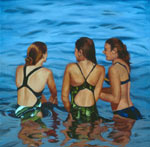 painting of 3 girls in water