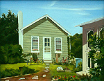Landscape oil painting with house