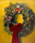 Realistic Christmas Wreath painting