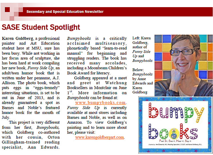 Karen Goldberg highlighted in the Montclair State University newsletter