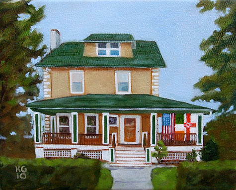 house portrait oil on canvas