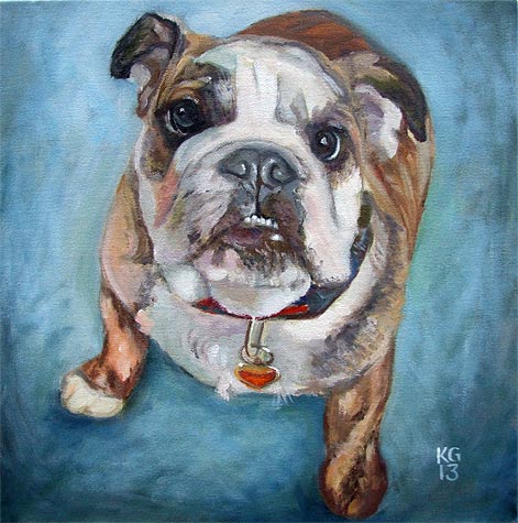 Realistic pet portrait in oil paint