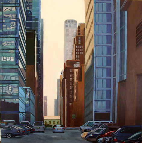 Realistic oil painting of the Port Authority of New York City NY by Karen Jehle Goldberg