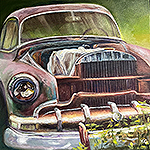 painting of antique car