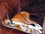 Oil painting of boxer dog