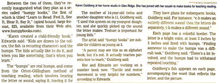 Star Ledger story on artist Karen Goldberg